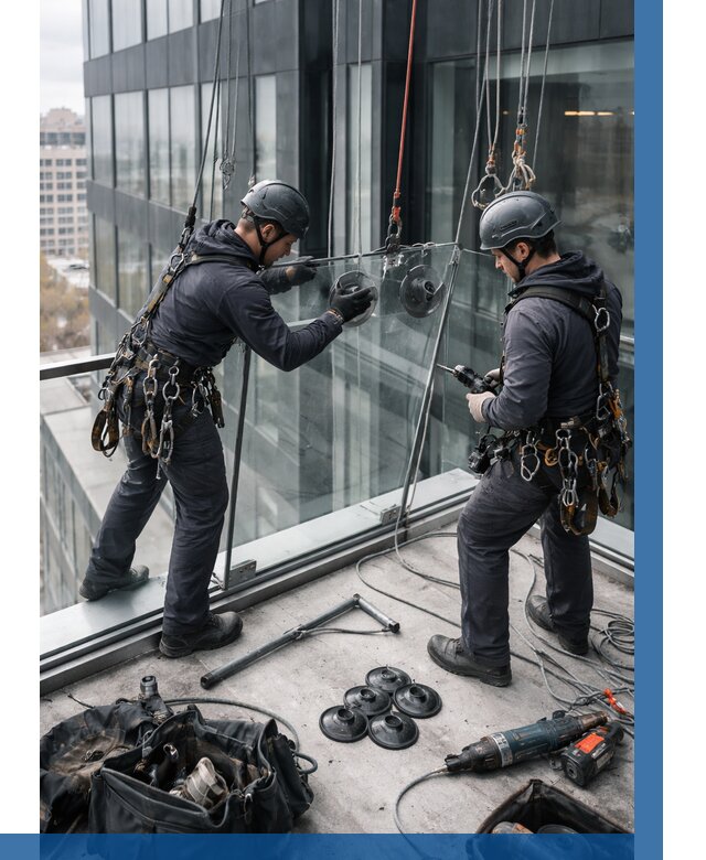 Монтаж стеклянных ограждений в Мценске от 2532 р. | ВЫСОТНИК-Мцн