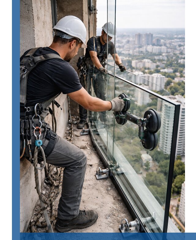 Монтаж стеклянных ограждений под ключ с гарантией в Мценске