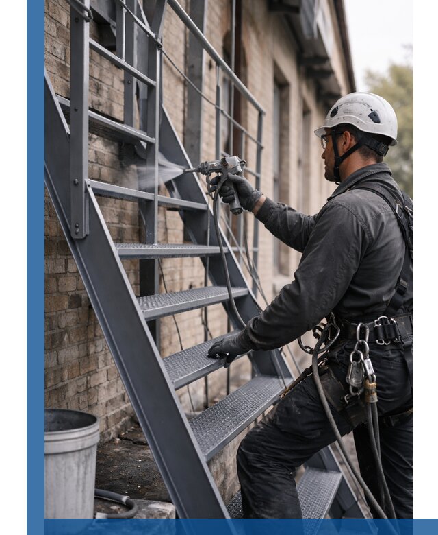 Покраска и антикоррозионная защита пожарных лестниц в Мценске