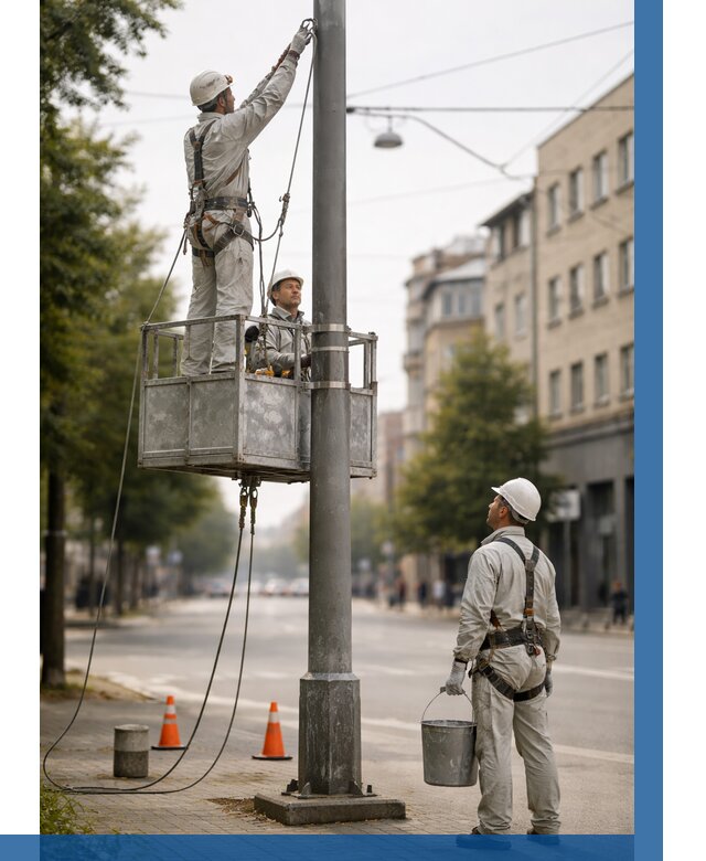 Покраска опор освещения в Мценске от 5064 р. | ВЫСОТНИК-Мцн