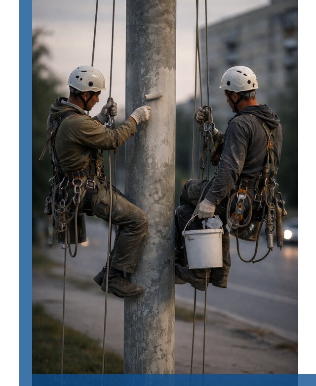 Покраска опор освещения и антикоррозийная защита в Мценске