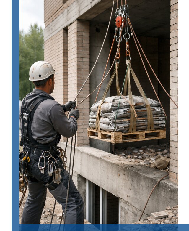Подъем материалов на этаж веревками в Мценске оперативно