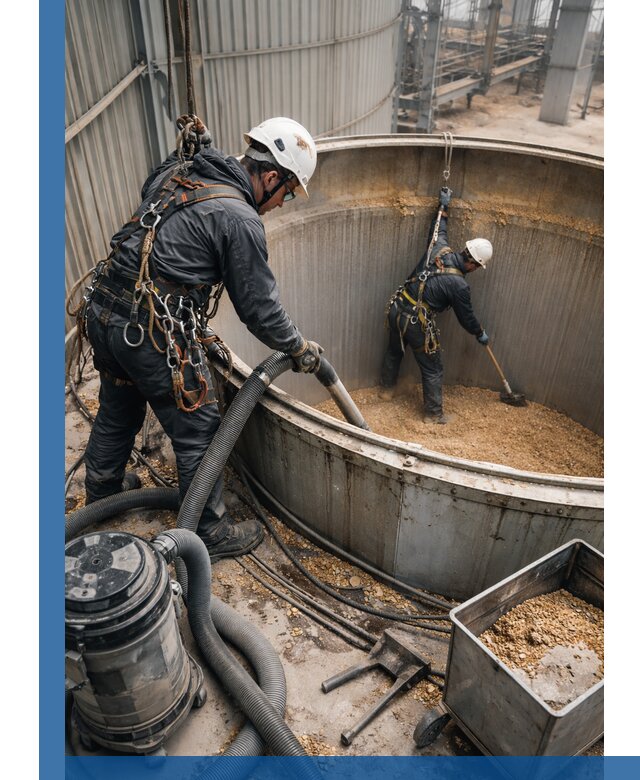 Профессиональная чистка зерновых бункеров в Мценске с выездом