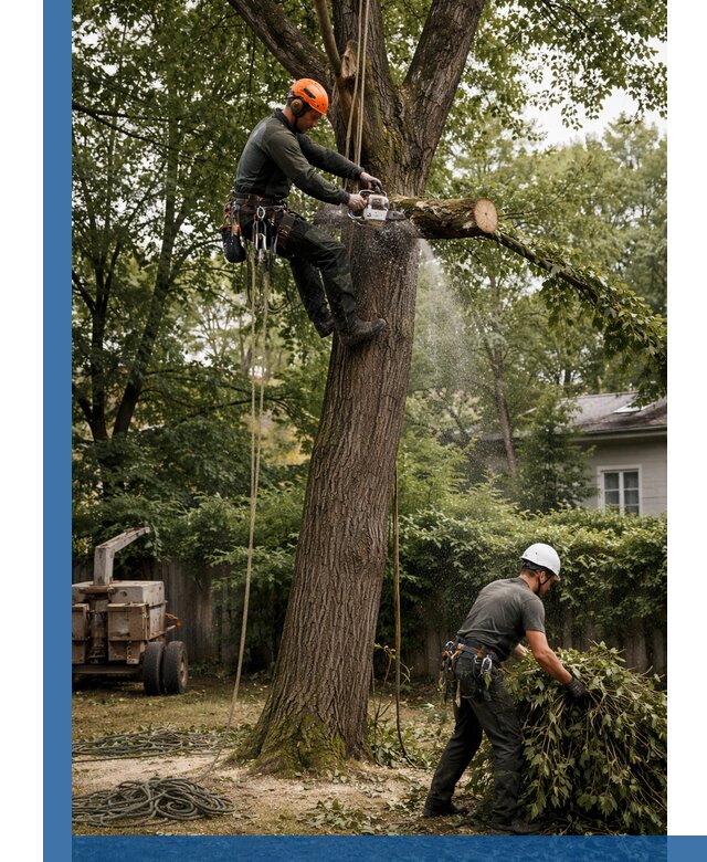 Кронирование деревьев в Мценске, безопасная высотная обрезка