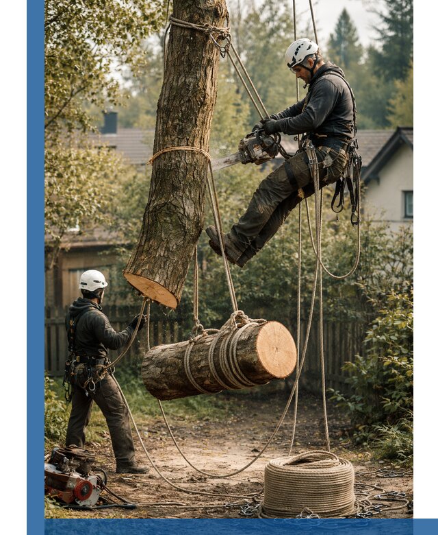 Валка деревьев частями в Мценске, безопасно и аккуратно