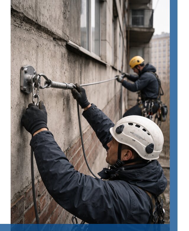 Монтаж анкерных линий в Мценске от 3038 р. | ВЫСОТНИК-Мцн