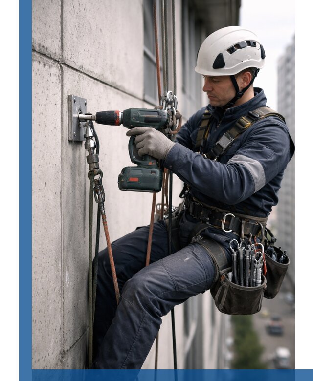 Установка анкерных точек для высотных работ в Мценске