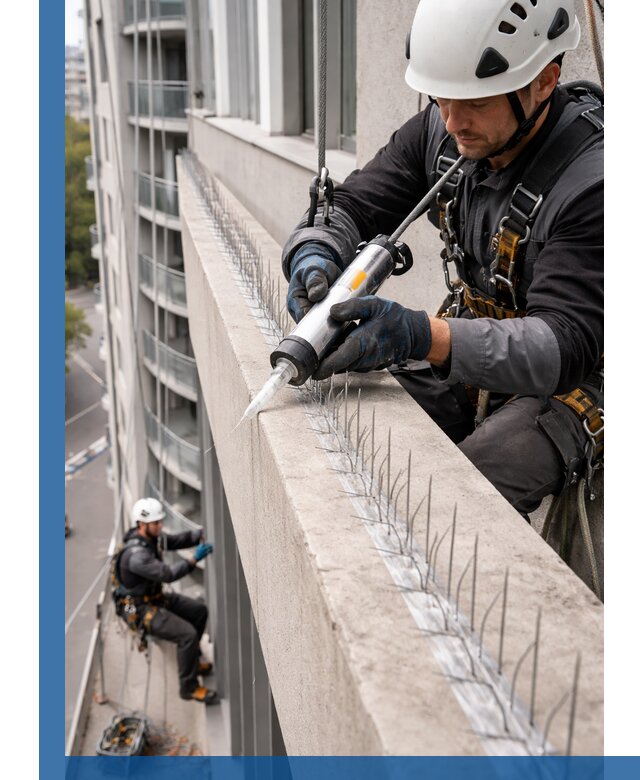 Установка шипов от птиц на фасадах и кровлях в Мценске